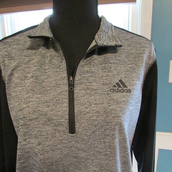 Adidas 3/4 Zip Pull-Over -Black Long Sleeves. Black Logo. Male Size Small. - Picture 1 of 6